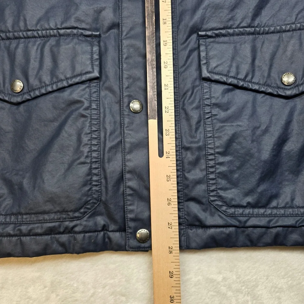 Banana Republic Utility‎ Jacket Mens Medium Blue Poly Coated Cotton Full Zip